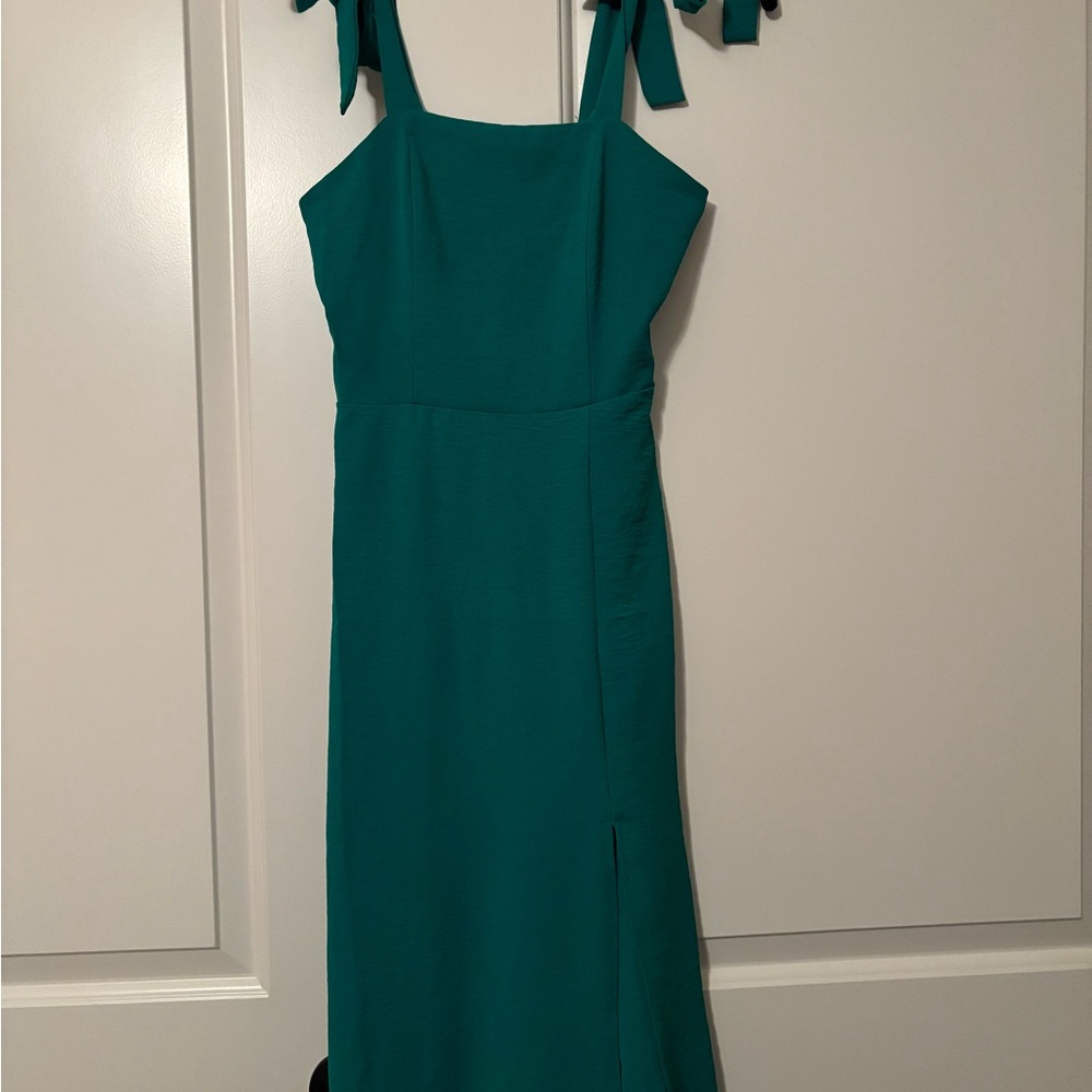 Monteau Teal Midi Dress with Bow Straps